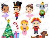 Nutcracker Clipart, Vintage Toy Christmas Ballet, Nutcracker Ballet digital clipart set, Christmas digital clipart, SVG, PNG, EPS