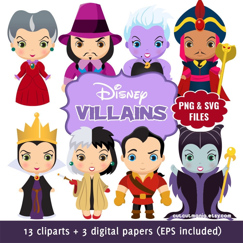 Download Disney Villains Cliparts Cute Villains Clip Arts Fairytale Etsy