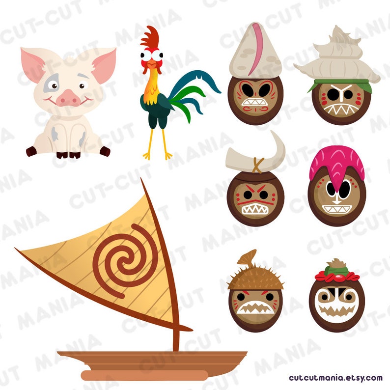 Moana Clipart Ensemble Princesse Moana Clipart Fete Moana Etsy