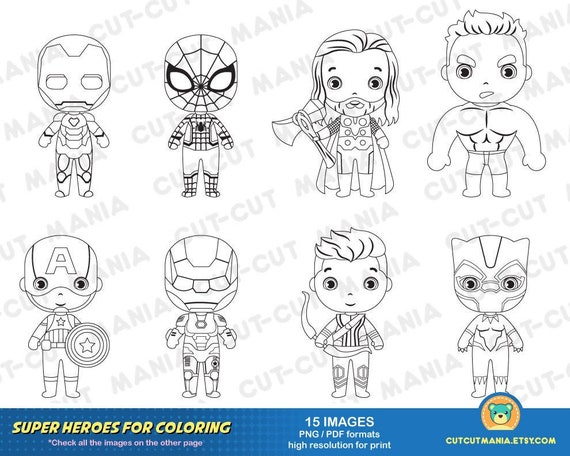 Download Avengers For Coloring Superheroes Black And White Cliparts Etsy