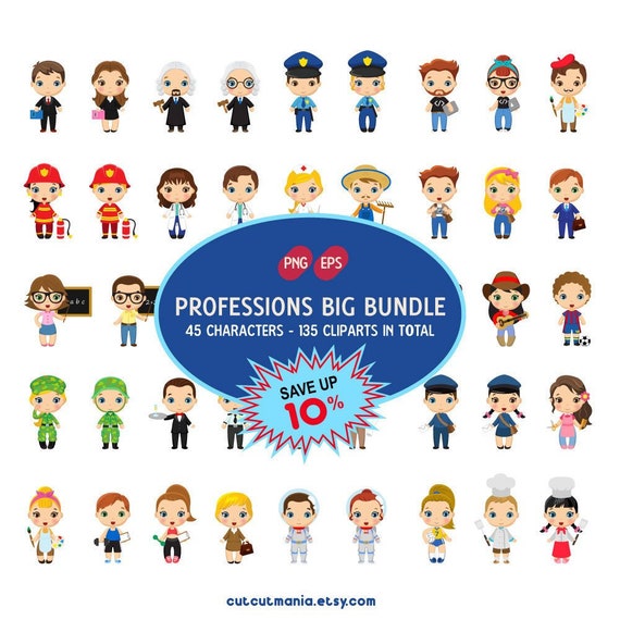 Download Professions Big Bundle Clipart Job Occupation Clipart Etsy