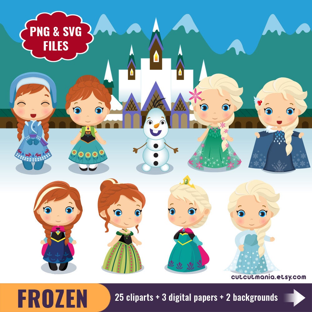 Download Disney Frozen Cliparts Snow Princess Clip Arts Frozen Etsy