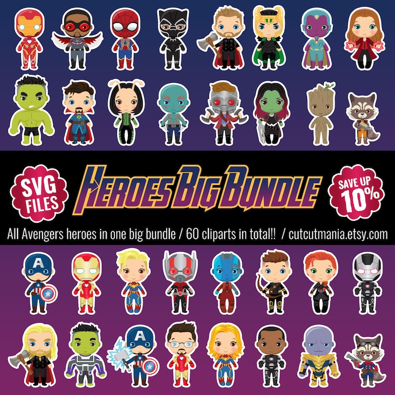 Download Helden big Bundle SVG-Dateien Avengers Infinity War / | Etsy