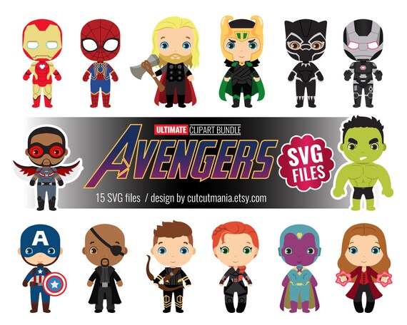 Download Avengers Svg Cliparts Set Cute Avengers Clip Arts Super Etsy PSD Mockup Templates