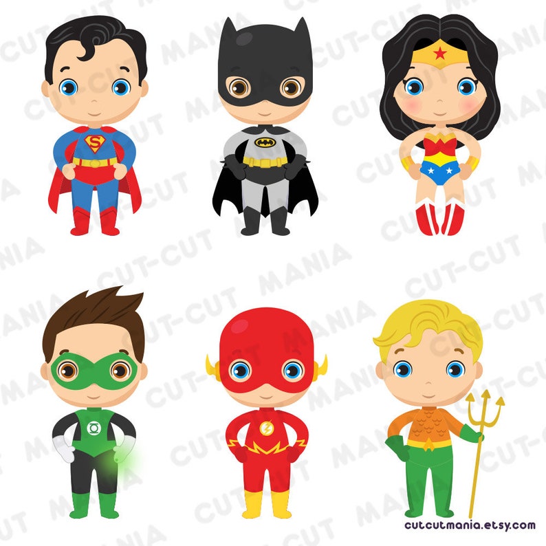 Classic Superheroes clipart DC heroes Justice clipart | Etsy