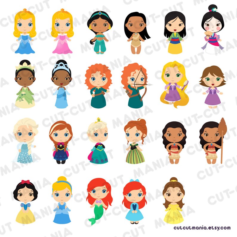 Download Disney Princess SVG files Cute princesses SVG version | Etsy