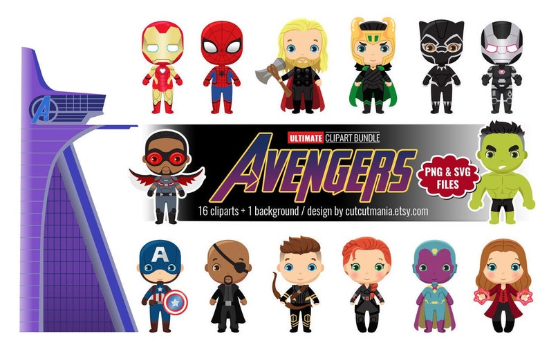 Cute Avengers clip arts Avengers SVG Super Heroes Cliparts PNG files Cute Marvel Heroes cliparts Avengers Party Avengers cliparts set