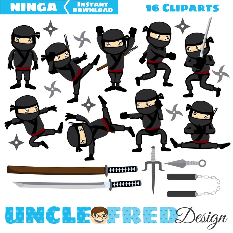 Ninja Clipart Vector Graphics Digital Clip Art Digital | Etsy Singapore