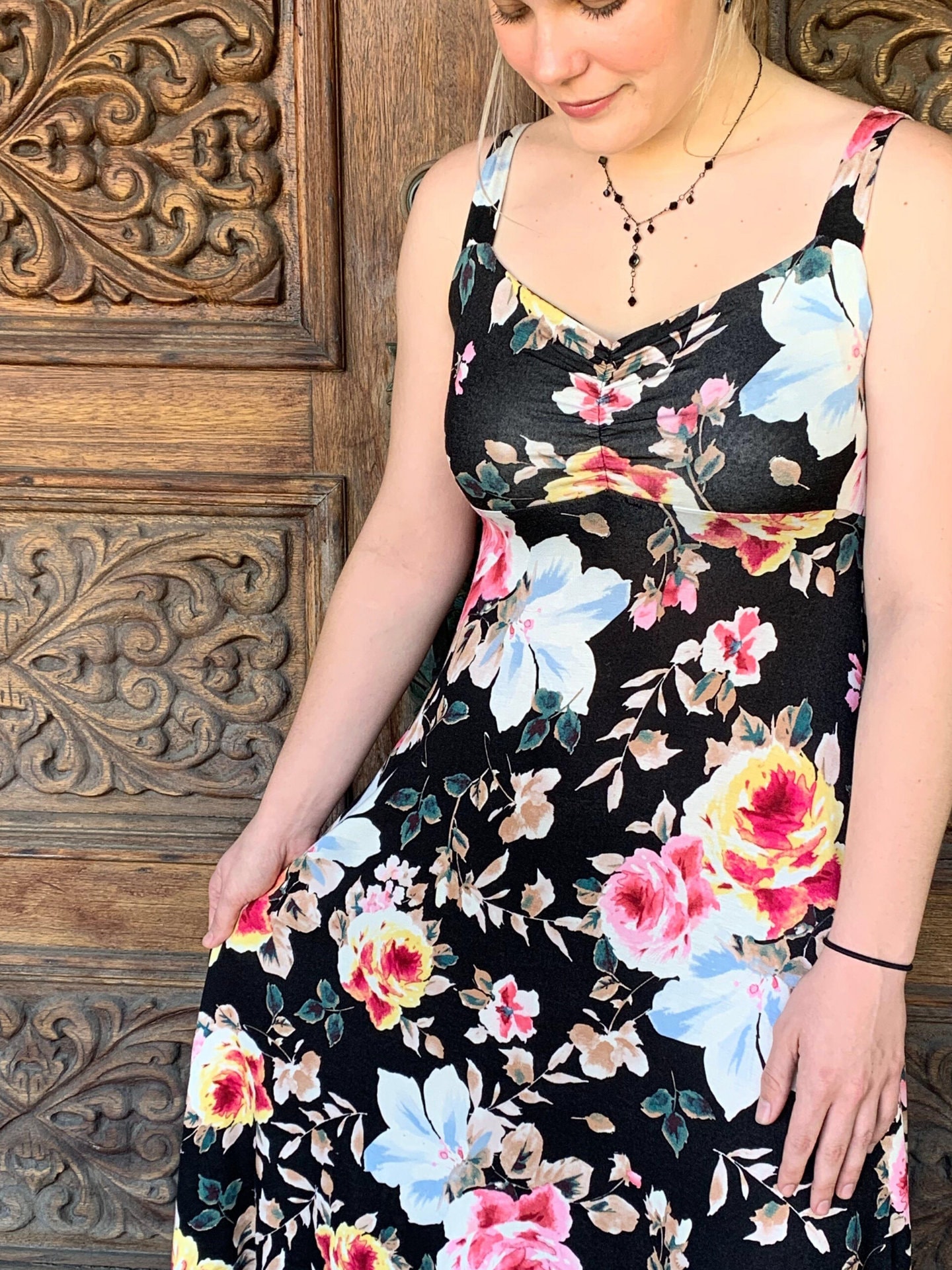 Black floral sundress on sale