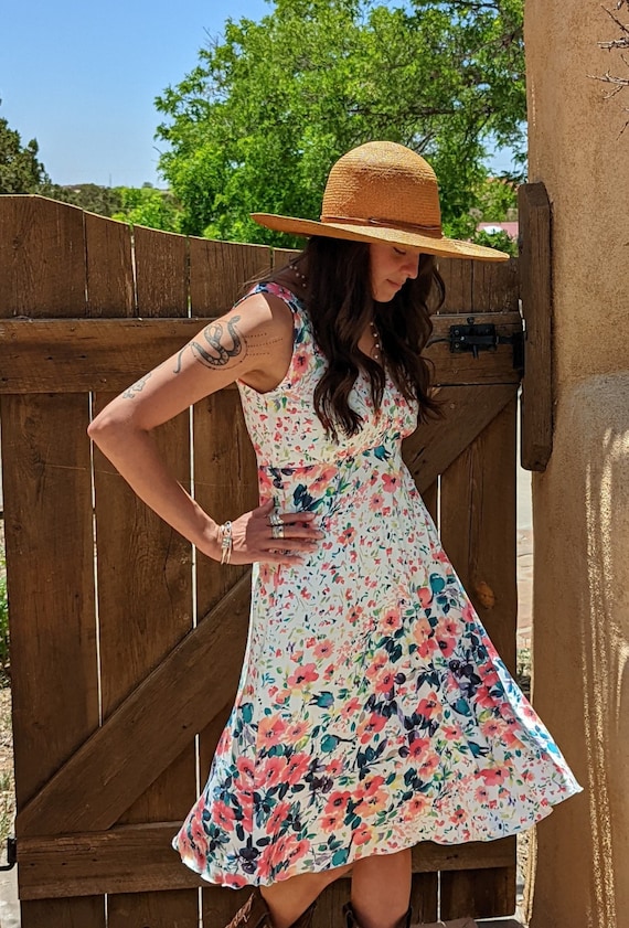 Print Summer Dress, A-Line Dress, Wedding Guest Dress, Party Dress, cross over bust, Lettuce Hem, Elegant Knee Length, Special Occasion
