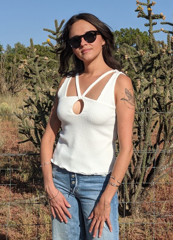 Women's Fitted Blouse Waffle Knit Shell 