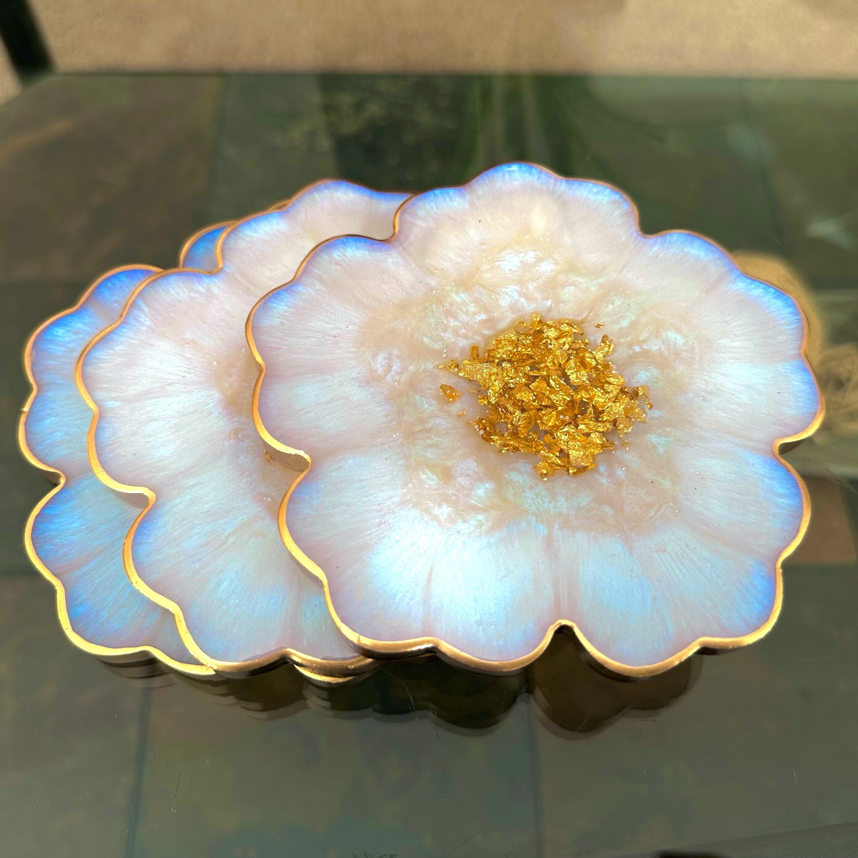Ceramics Coaster Flowers - Set Of 4 Floral Imprint Coasters, Decorative & Functional Home Accent - View #8