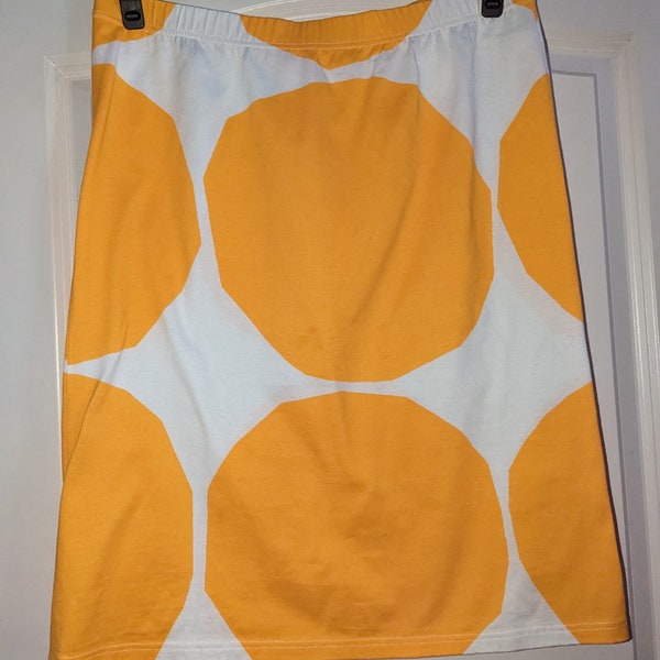 MARIMEKKO yellow / white Kivet cotton jersey skirt size L