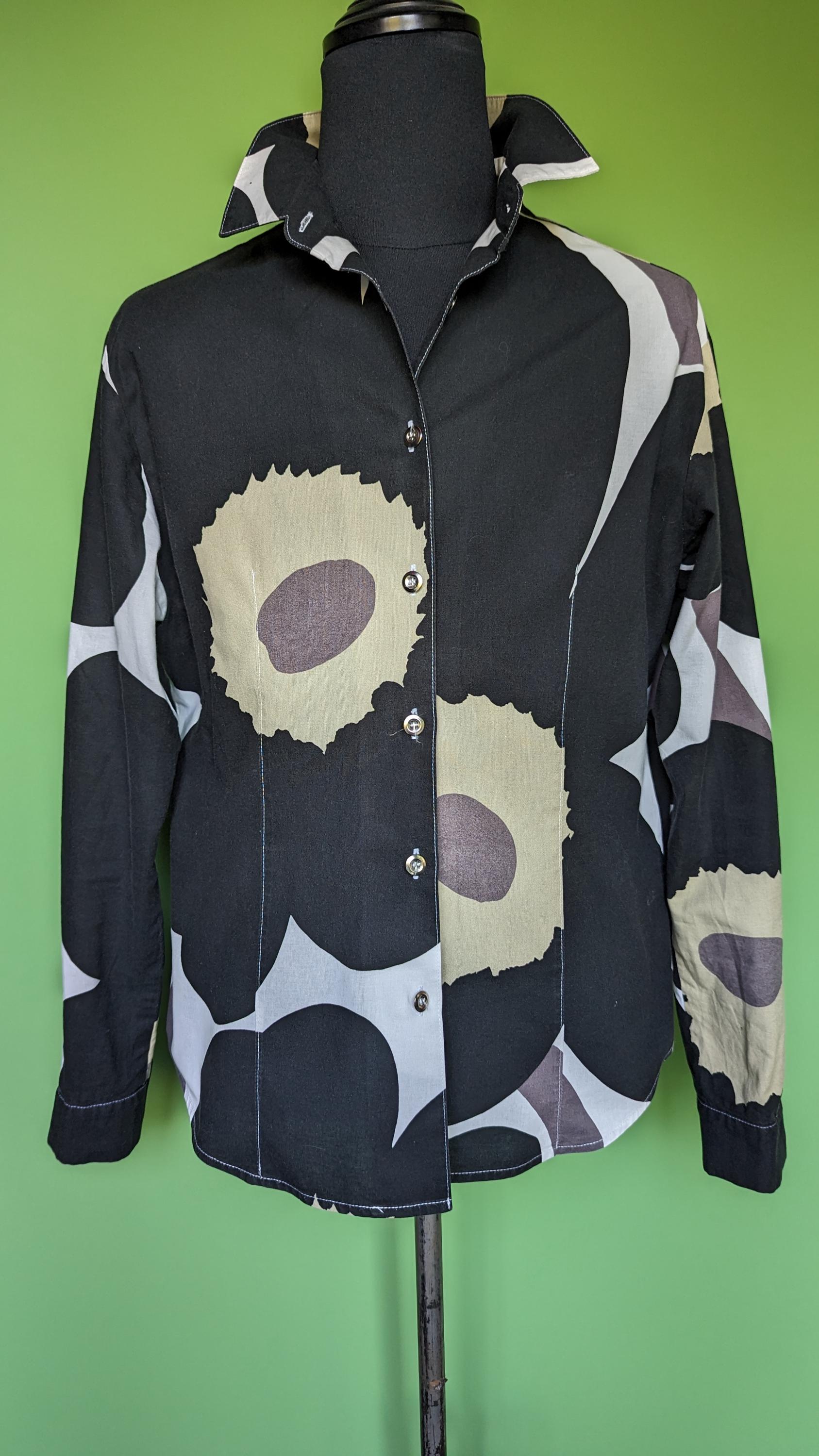 Vintage Marimekko Cotton Unikko Print Shirt / Casual Long
