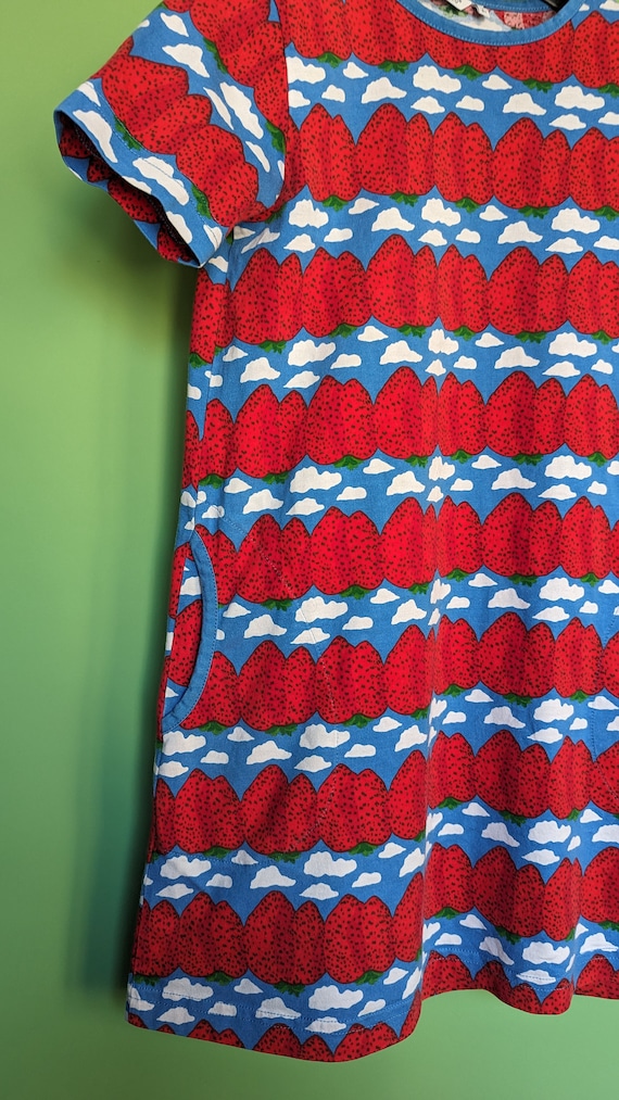 MARIMEKKO blue/red/white cotton T-shirt dress poc… - image 7