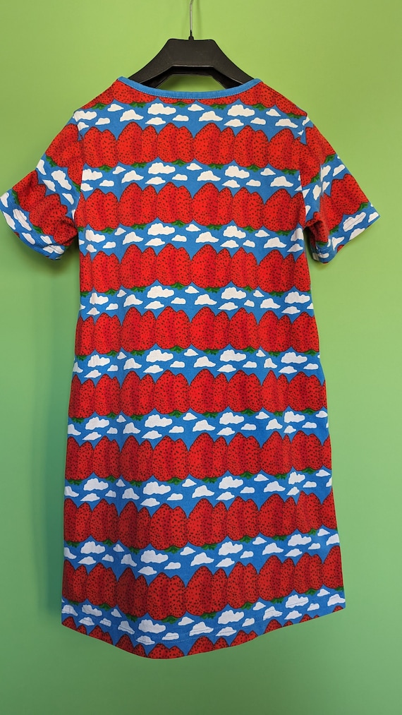 MARIMEKKO blue/red/white cotton T-shirt dress poc… - image 2