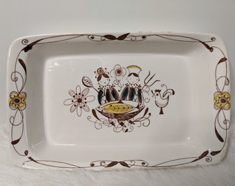 Set of Two Stavangerflint Bambus Flamingo Serving Dish in a Rare