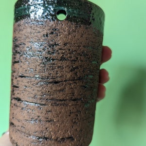 Vintage Scandinavian ceramic Wall Hanging Planter cylinder Flower Pot Wall Decoration