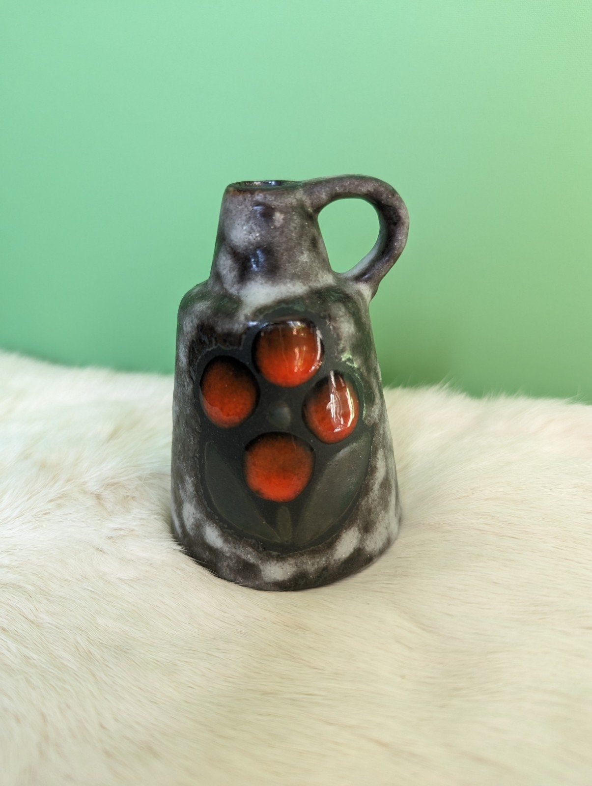 BAY Ceramic Vase, Fat Lava Glaze, Model 82-20, West German