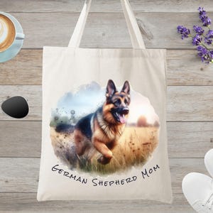 German Shepherd Mom Tote Bag Gift for GSD Owners, Cute Pet Gift, Canvas Bag for Dog Lovers, Shepherd Mom Gift Tote Bag for Shepherd Mom