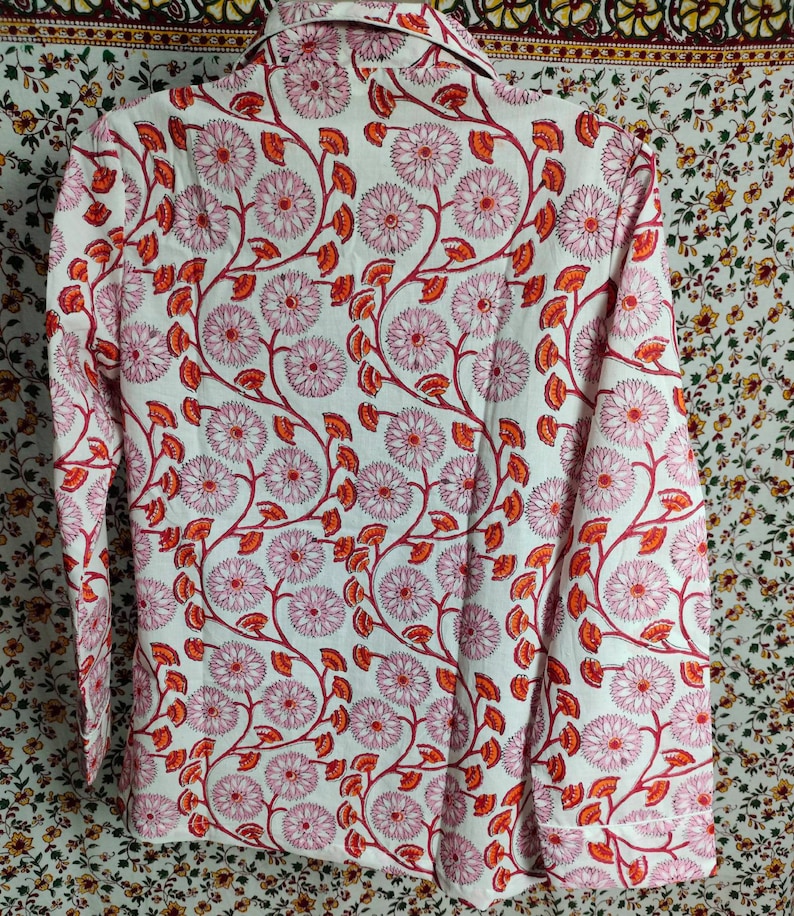Hand Block printed Cotton Nightwear For women .100/% Natural cotton fabric cotton pants and Shirt and bag. Made with Organic cotton Fabric