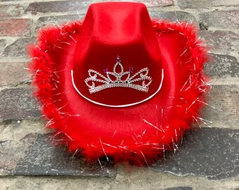 Red cowboy hat with string Clearance