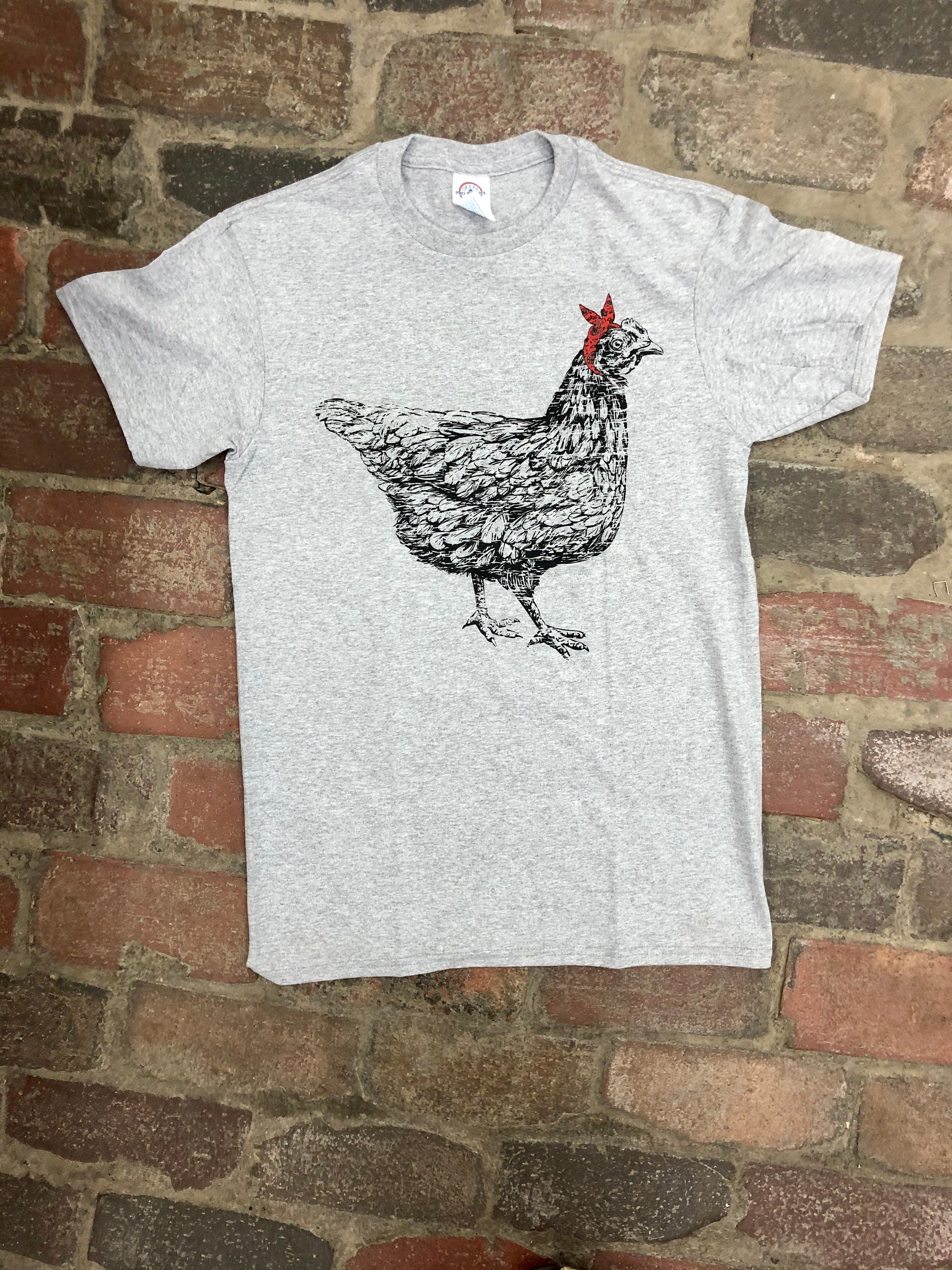 Chicken With Bandana TShirt Funny Chicken Shirt Funny Etsy