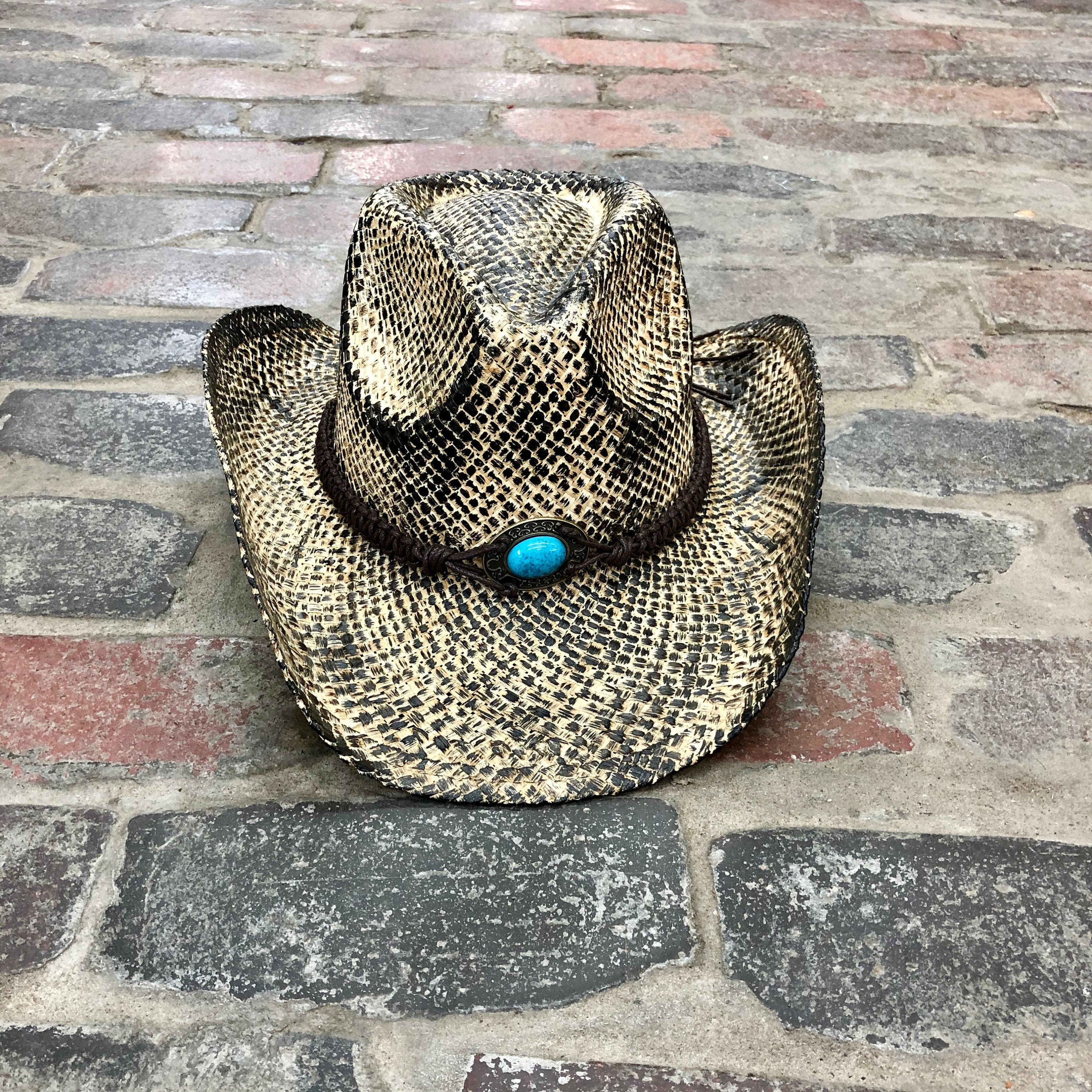 turquoise straw cowboy hat