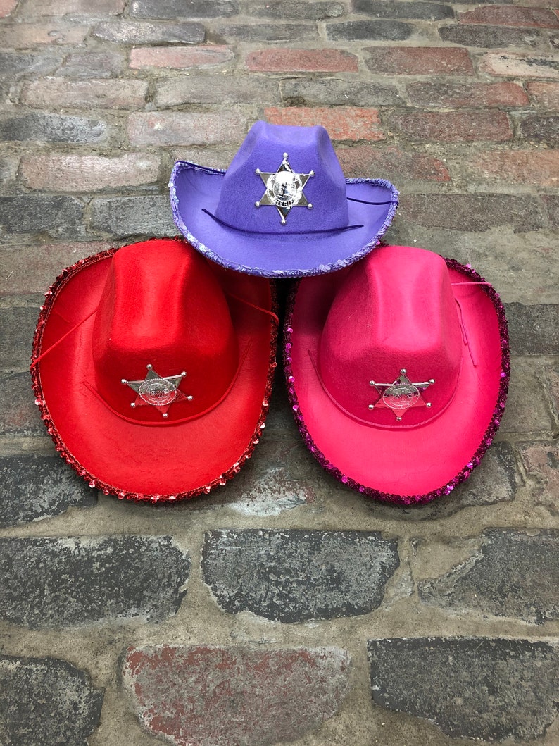 Birthday Hat| holiday hat. Party Hat Girls Cowboy Hat Christmas hat|Kids Cowboy Hat Childrens Sequin Sheriff Hat