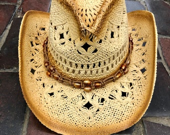 Straw Cowboy Hat | Shapeable Cowboy Hat | Cowboy Hat with Hat Band | Gift For Him | Unisex Cowboy Hat | Western Hat|adult hat.