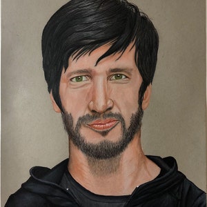 Skateboarder Chris Cole colored pencil portrait drawing print