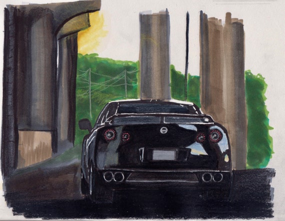 Nissan Skyline Car Drawing Etsy