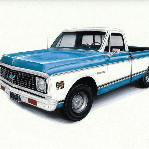 1972 Chevy Cheyenne colored pencil print