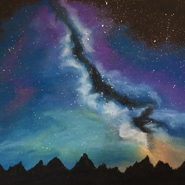 Original artwork- Milkyway Mountains - Milkyway Galaxy Space Drawing