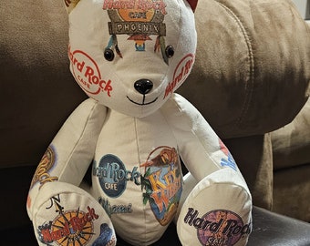 Handmade Sitting Memory Bear with Hidden Zipper Pocket - Keepsake Stuffed Animal