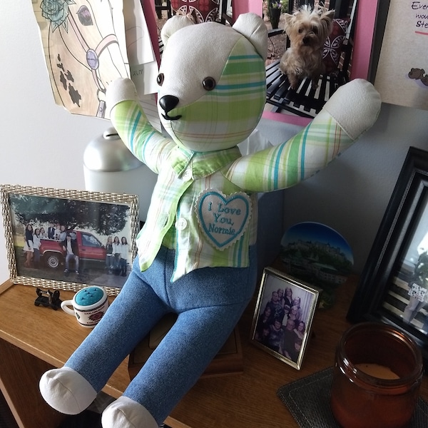 Memory, Teddy Bears hand made from Loved ones clothing