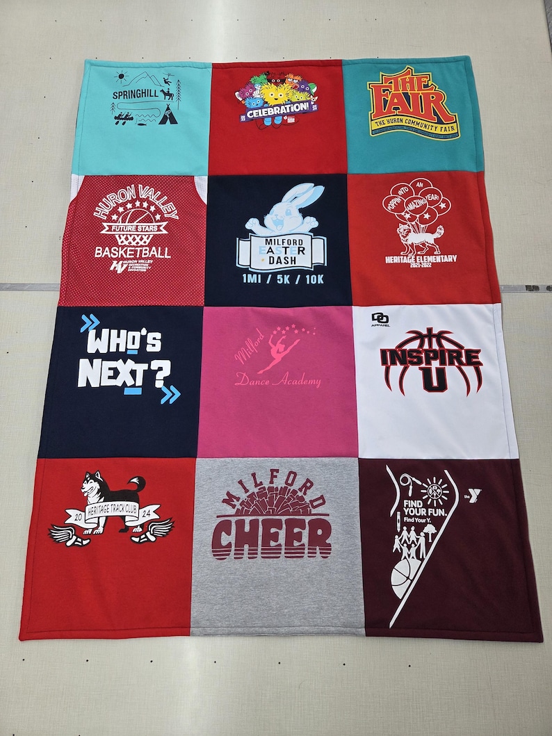 Custom Blankets made from tshirts, sweaters, jerseys and other shirts with Fleece backing image 17