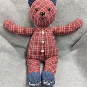 Custom Memory Bear made from your loved ones&#39; clothing - A heartfelt keepsake