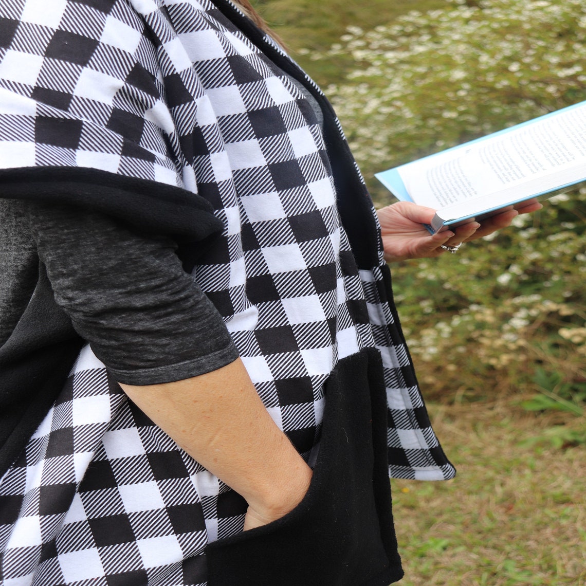 reversible shawl with sleeves