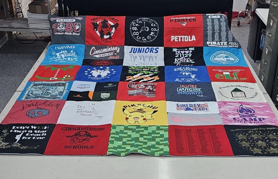 Custom Blankets made from tshirts, sweaters, jerseys and other shirts with Fleece backing