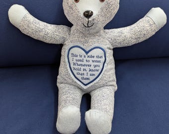 Memory, Teddy Bears hand made from Loved ones clothing