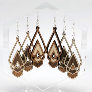 Inlaid triple teardrop earrings - SVG vector pattern for laser cutting