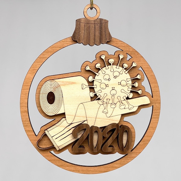 COVID 2020 Christmas Ornament - SVG vector pattern for laser cutting