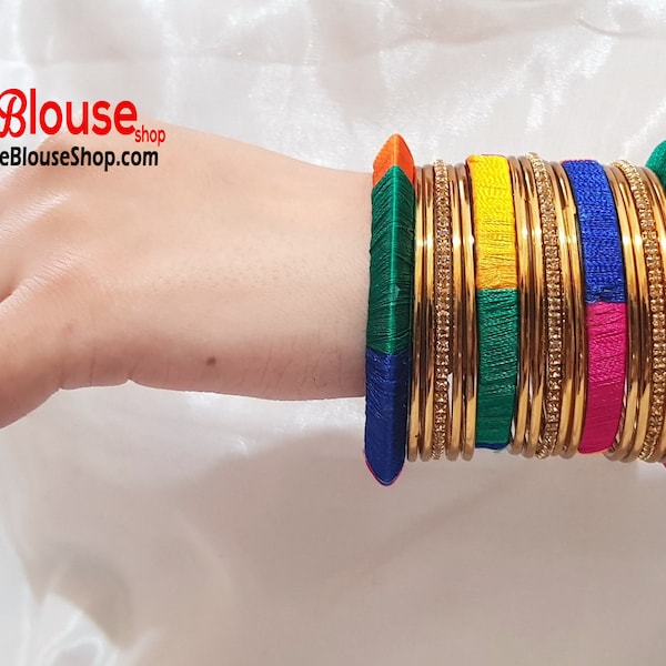 Indian Bangles Silk Thread Bangles Bangle Set Gold Plated New Indian bracelet Bollywood bangles |DESIGN 10 | Free UK Shipping