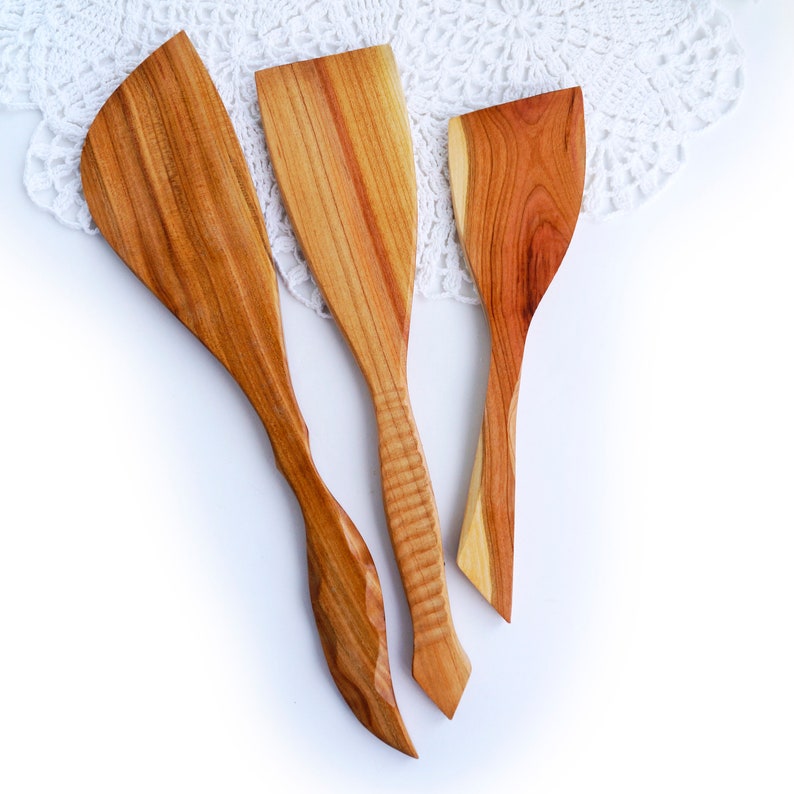 Wooden spatulas for the kitchen 3 pieces wooden cooking Etsy