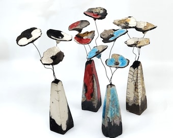 Vases, flowers, floral arrangement, gift, holiday, unique piece, Raku