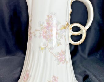 C.H. Field Haviland Limoges France Floral Water Pitcher
