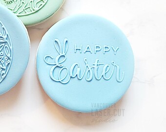 Happy Easter - Raised Fondant Embosser Stamp - Cookie Stamp - Easter Embosser Stamp - Fondant Cookie Stamp - Bake Supplies - Vancouver BC