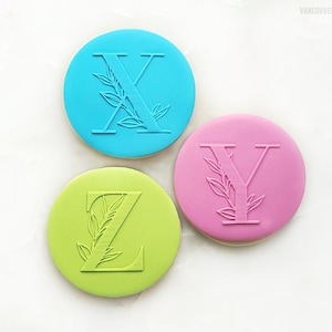 Individual Leaves Letters A-Z Cookie Fondant Embosser Stamp - Cookie Stamp - Alphabet Embosser Stamp - Fondant Cookie - Wedding