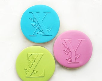 Individual Leaves Letters A-Z Cookie Fondant Embosser Stamp 